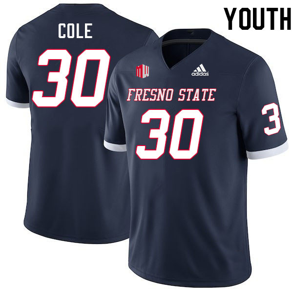 Youth #30 Camrin Cole Fresno State Bulldogs College Football Jerseys Stitched-Navy